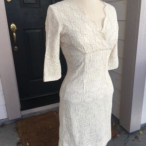 Vintage white lace empire waist dress small